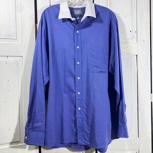Lord & Taylor Men's Oxford Button Down Sz 17 Blue Iris Heritage 100% Cotton